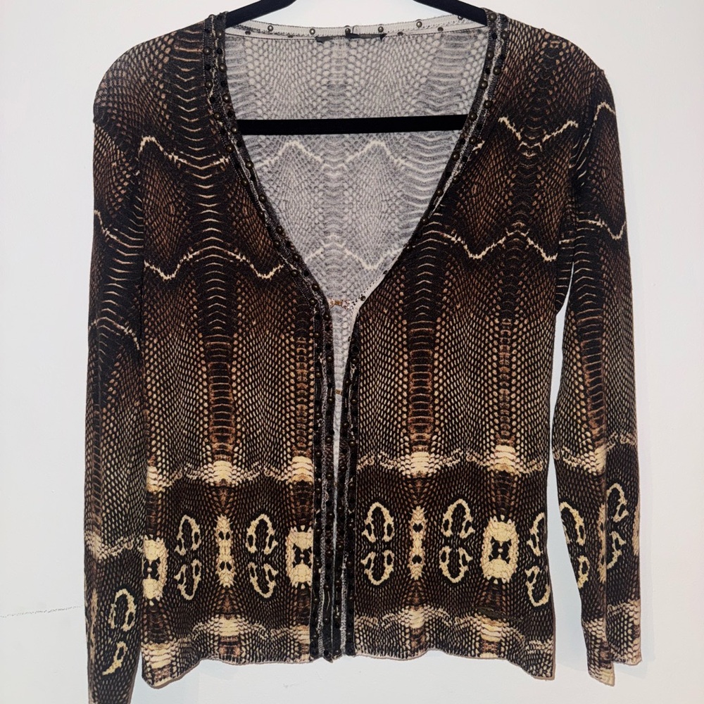 Roberto Cavalli Brown and Cream Cardigan Vintage Rare